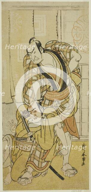 The Actors Nakamura Nakazo I as Tenjiku Tokubei (?) (right) and Bando Kumajuro as..., c. 1783. Creator: Katsukawa Shunjo.