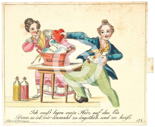 Greeting card. "I must rest my heart on ice, as it is too fearful and too hot", after 1815. Creator: Anonymous.