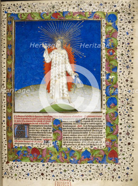 (Whole folio) Miniature containing Creation scene..., 1411. Creator: Unknown.