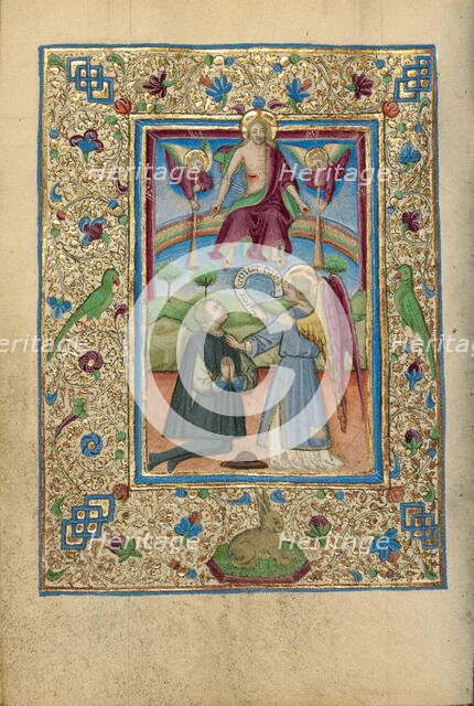 Guardian Angel with Kneeling Man; Book of Hours, about 1460. Creator: Unknown.