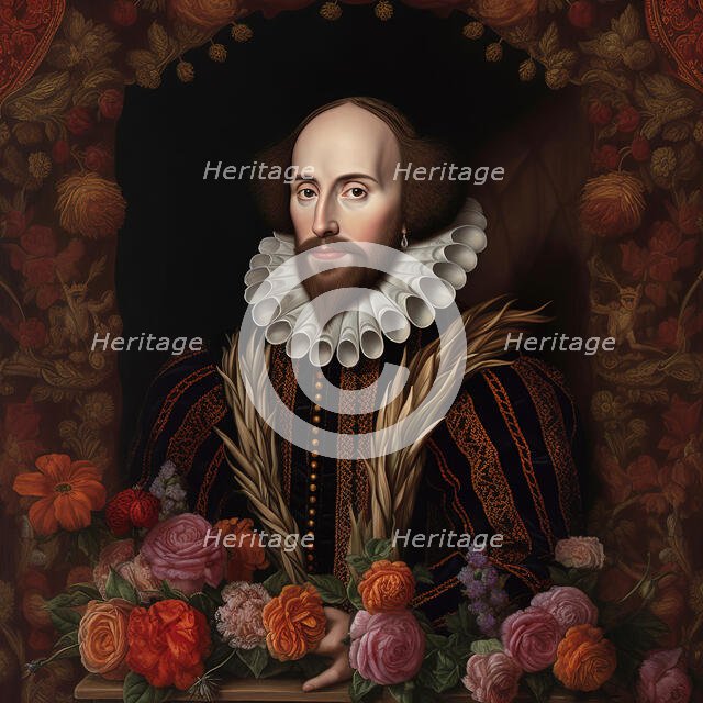 AI IMAGE - Portrait of William Shakespeare, 1600s, (2023). Creator: Heritage Images.