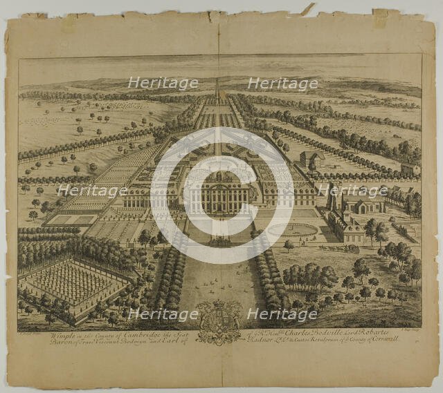 Wimple in the County of Cambridge, plate 32 from Britannia Illustrata, published 1707. Creator: Johannes Kip.