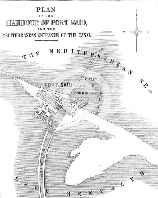 The Isthmus of Suez Maritime Canal: plan of the Harbour of Port Said, 1869. Creator: Unknown.