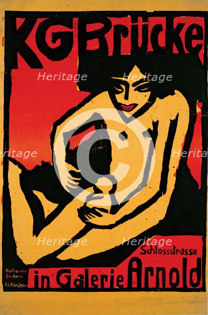 Poster for the exhibition of the artists' group "Die Brücke" at the Arnold Gallery Dresden, 1910. Creator: Kirchner; Ernst Ludwig (1880-1938).