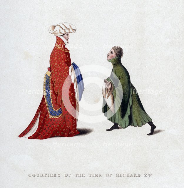 Court dress, 14th century, (1843).Artist: Henry Shaw