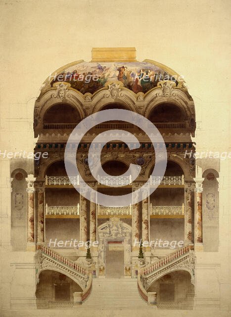 Grand Staircase of the Opera Garnier, 1860-1898. Creator: Garnier, Charles (1825-1898).