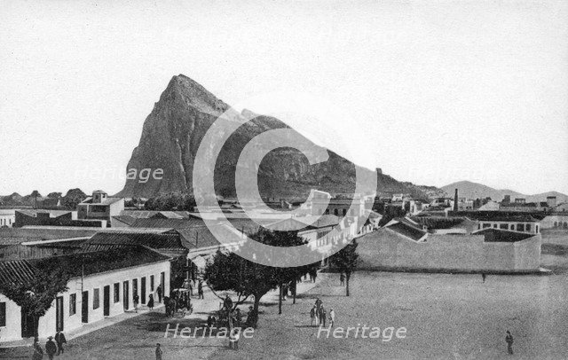 The Rock of Gibraltar from La Linea Bull Ring, Spain, early 20th century. Artist: VB Cumbo