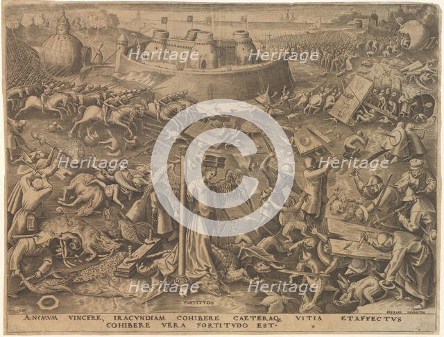 Fortitudo (Fortitude) from The Seven Virtues, 1559. Creator: Galle, Philipp (Philips) (1537-1612).