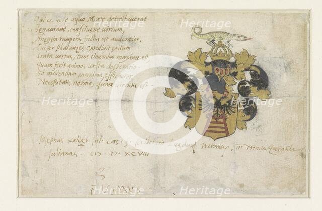 Coat of arms of Josephus Justus Scaliger, 1598. Creator: Anon.