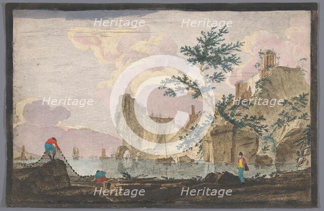 View of a harbour with rocks, 1700-1799. Creator: Anon.