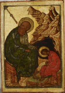 John the Evangelist and his disciple Prochoros, Russian icon, 1550-1599. Creator: Unknown.