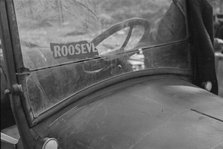 The windshield of a migratory agricultural laborer's car, Sacramento, California, 1936. Creator: Dorothea Lange.