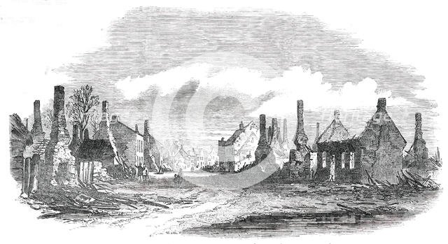 Scene of the Fire at Cottenham - sketched from Lambs' Corner, 1850. Creator: Unknown.