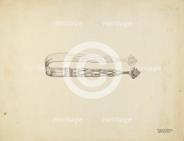 Silver Sugar Tongs, c. 1939. Creator: Kalamian Walton.