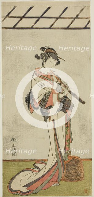 The Actor Onoe Tamizo I as Oiso no Tora or Kewaizaka no Shosho, Disguised as a Female..., c. 1774. Creator: Shunsho.