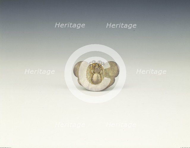 Gilt silver filigree moth hair ornament, Qing dynasty, China, late 18th century. Artist: Unknown