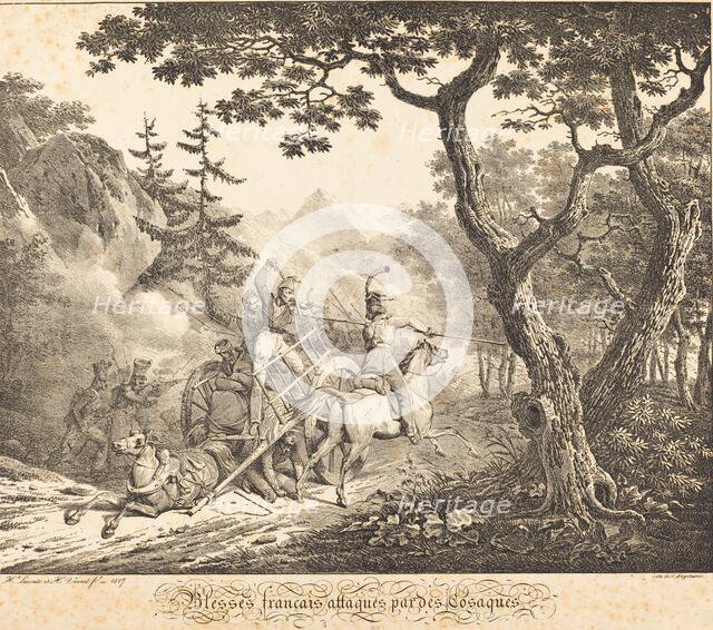 Wounded French Attacked by a Cossack, 1817. Creators: Emile Jean-Horace Vernet, Hippolyte Lecomte.