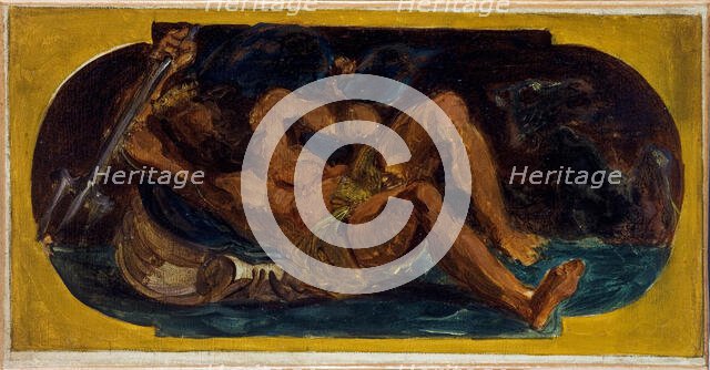 Neptune apaisant les flots : Esquisse pour le salon de la Paix à l'Hôtel de..., between 1849 - 1852. Creator: Eugene Delacroix.