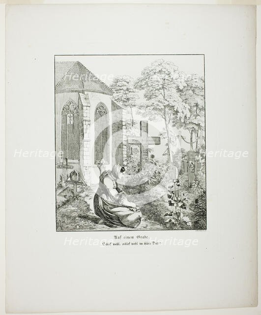 On a Grave, plate nine from Zehn Blätter zu Hebels Alemannischen Gedichten, 1820. Creator: Sophie Reinhard.