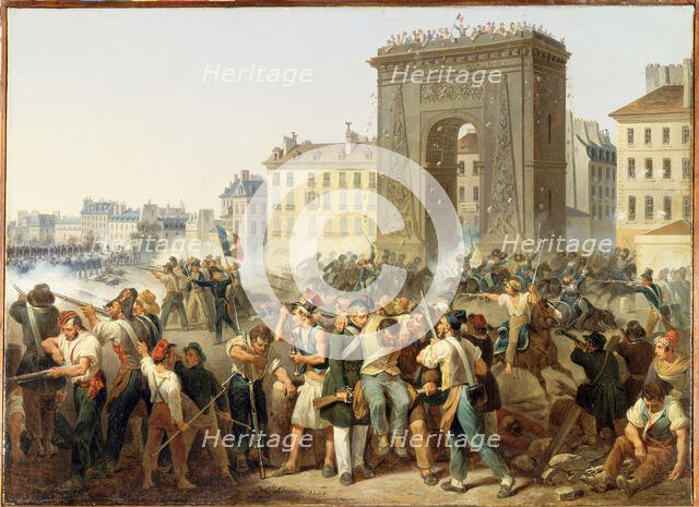 Combat de la porte Saint-Denis, 28 juillet 1830, 1830. Creator: Hippolyte Lecomte.