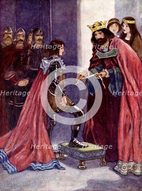 'The King made the Black Prince a Knight of the Order of the Garter', 1348, (1905). Artist: A S Forrest
