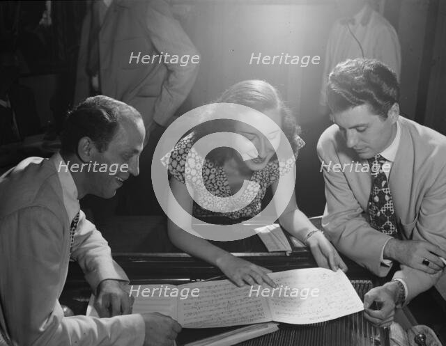 Portrait of Clyde Lombardi, Barbara Carroll, and Chuck Wayne, Downbeat, N.Y., ca. Sept. 1947. Creator: William Paul Gottlieb.