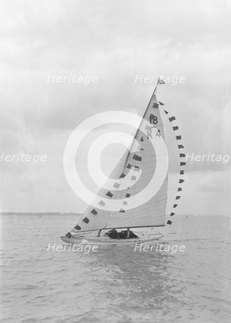 Saling yacht 'Asphodel' (K5) with prize flags, 1922. Creator: Kirk & Sons of Cowes.