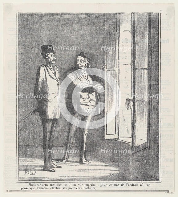 Monsieur sera très bien ici: une vue superbe..., 1870.  Creator: Honore Daumier.