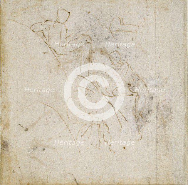 Four Figure Studies, c1490-1560. Artist: Michelangelo Buonarroti.