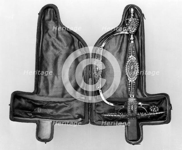 Smallsword Hilt with Storage Case, British, Birmingham or London, ca. 1785-1800. Creator: Rundell, Bridge and Rundell.