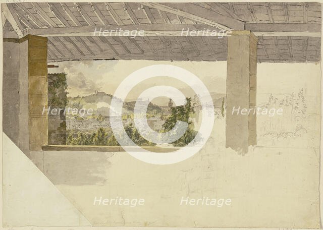 View of Florence from a loggia outside the Porta Ramona, 1829. Creator: Johann Nepomuk Rauch.
