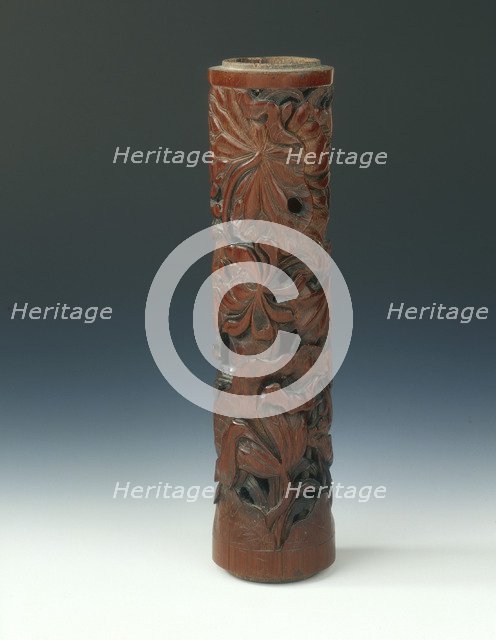 Bamboo incense holder, Qing dynasty, Kangxi period, China, 1662-1722. Artist: Unknown