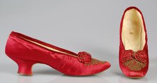 Evening slippers, French, 1875-85. Creator: Unknown.