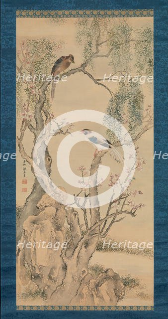 Birds in Willows and Blossoming Peach Tree. Creator: Yosa Buson.