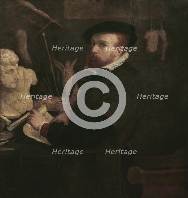 The painter in his studio (Self-portrait), 1529. Creator: Lotto, Lorenzo (1480-1556).