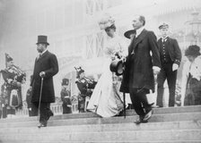 King Geo., Queen Mary, Earl Plymouth, Prince of Wales at opening "Festival of Empire", 1912. Creator: Bain News Service.