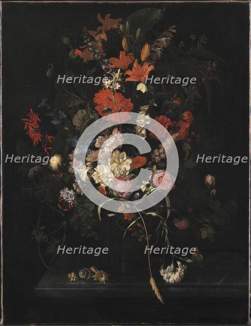 Bouquet of Flowers in a Glass Vase, 1685. Creator: Maria van Oosterwijck.