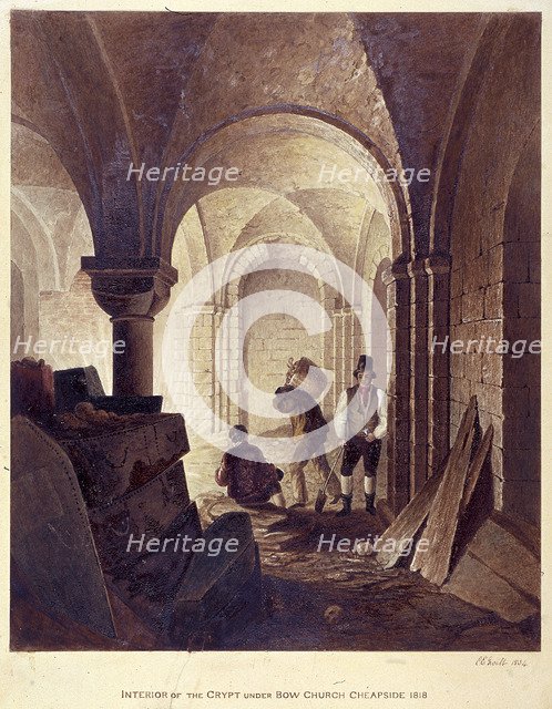 St Mary-le-Bow, London, 1834. Artist: Charles Edwin Gwilt