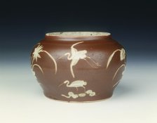 Pinghe brown jar with herons and lotus, Late Ming dynasty, China, 1600-1644. Artist: Unknown