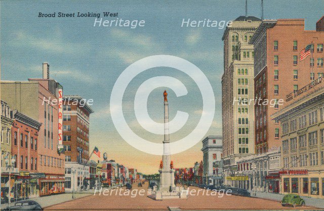 Broad Street, Looking West, Augusta, Georgia, 1943. Artist: Unknown