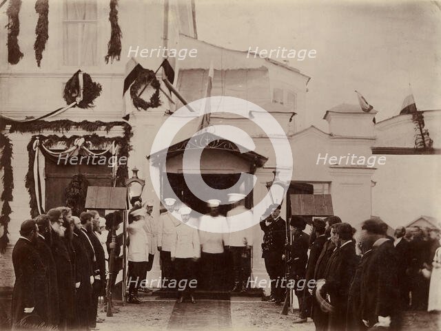 Seeing off Tsesarevich Nicholas Alexandrovich from the city of Kansk, 1891.  Creator: AM Zlobkov.