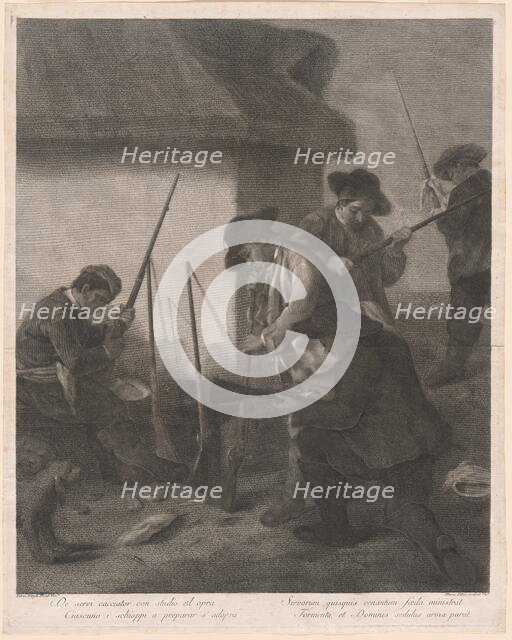 De Servi Cacciator... (Servants Preparing the Guns for the Hunt), 1763. Creator: Marco Alvise Pitteri.