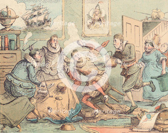 'Sir Walter Raleigh's Pipe Put Out', c1884. Artist: Thomas Strong Seccombe.