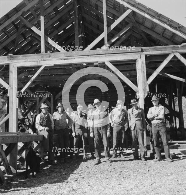Men working in mill, Ola self-help sawmill co-op, Gem County, Idaho, 1939. Creator: Dorothea Lange.