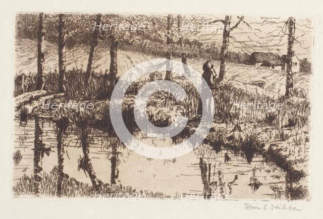 Girl by Pond, about 1883. Creator: Thomas Entriken Hibben.