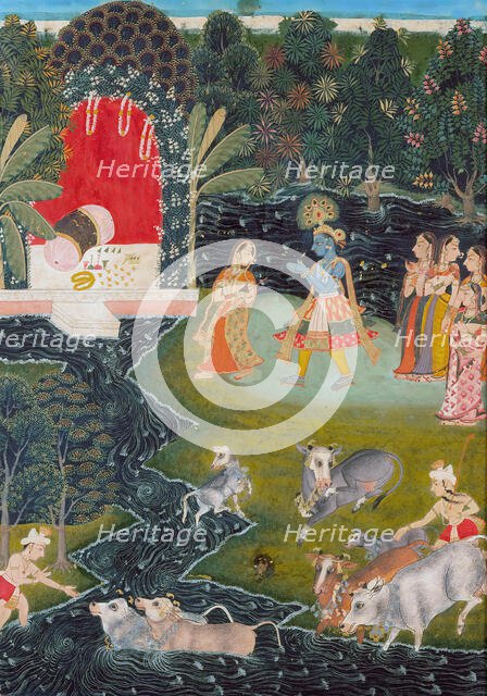 Dalliance in Vrindavan, c1725. Creator: Unknown.