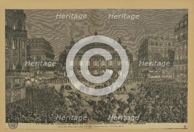 Place de l'Opéra on the evening of the Paris first performance of Lohengrin, 1891. Creator: Méaulle, Fortuné (1844-1916).