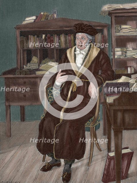 Hegel in his study, 19th century.  Creator: R. Cremer.