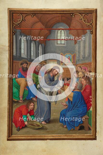 Christ Washing the Apostles' Feet; Prayer Book of Cardinal Albrecht of Brandenburg, about 1525-1530. Creator: Simon Bening.