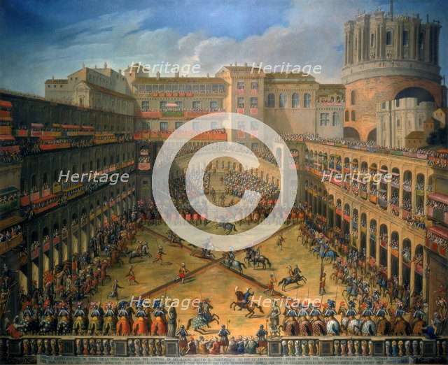 Tournament in a Court of the Vatican, Rome, 1565. Artist: Anon